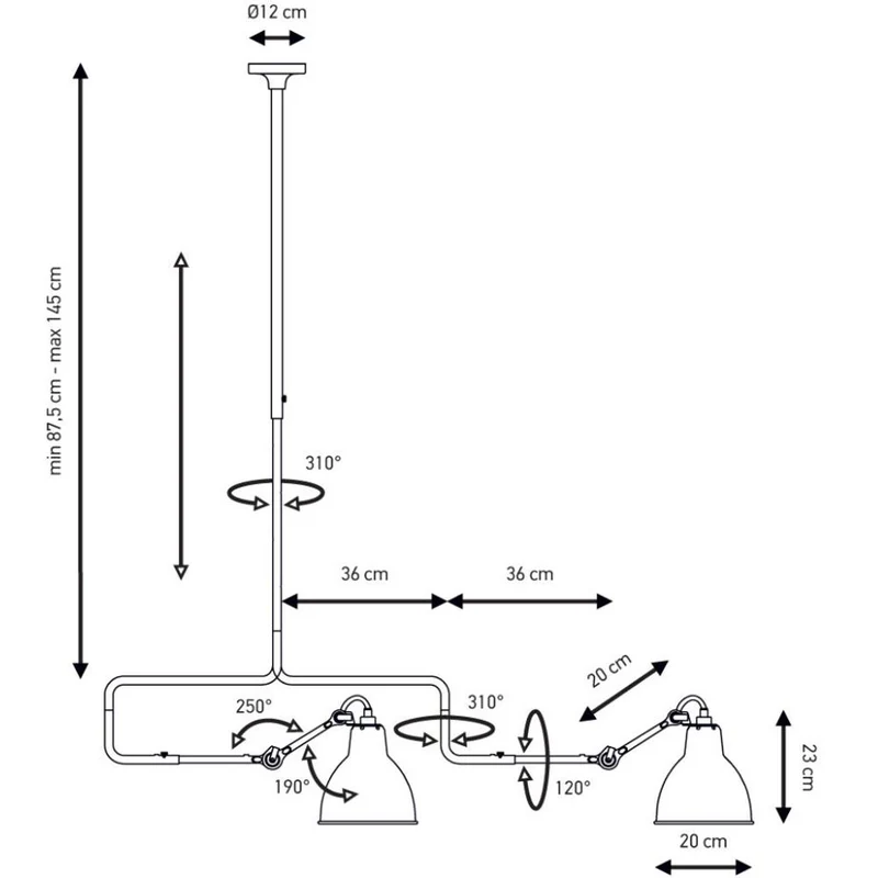 DCWéditions Gras N°312 L Deckenlampe mit Ausleger
