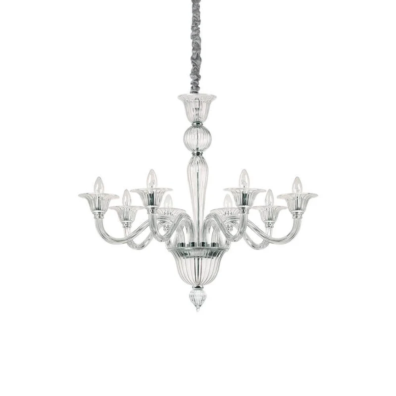 Hängelampe Brigitta 8-flg. Transparent, Chrom