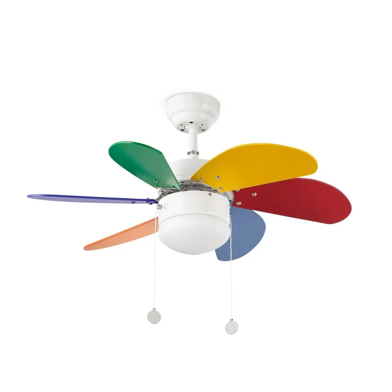 Deckenventilator PALAO Ø 15,3cm 6 Flügel E14 Weiß, Multicolor