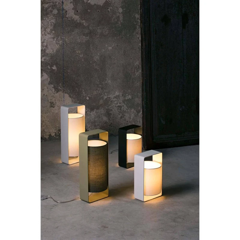 Schirm-Tischlampe LULA Schwarz, Weiß