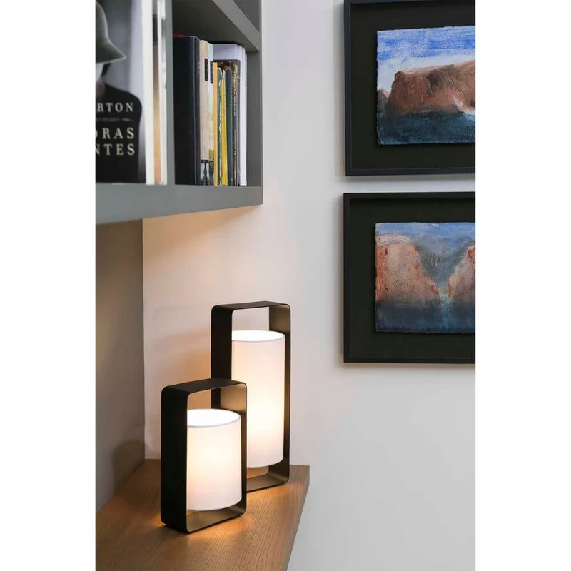 Schirm-Tischlampe LULA Schwarz, Weiß